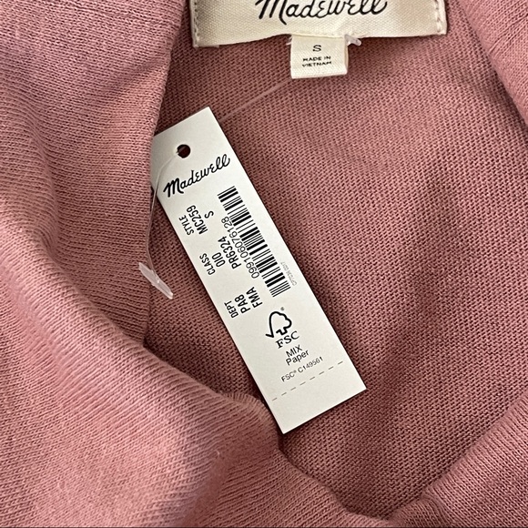 New Madewell Blush Pink Long Sleeve Button Sleeve Sweater Top Size S - Picture 9 of 10